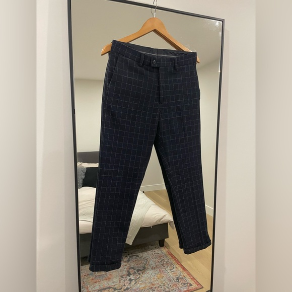 Zara Plaid Dress Navy Pant - Picture 1 of 4